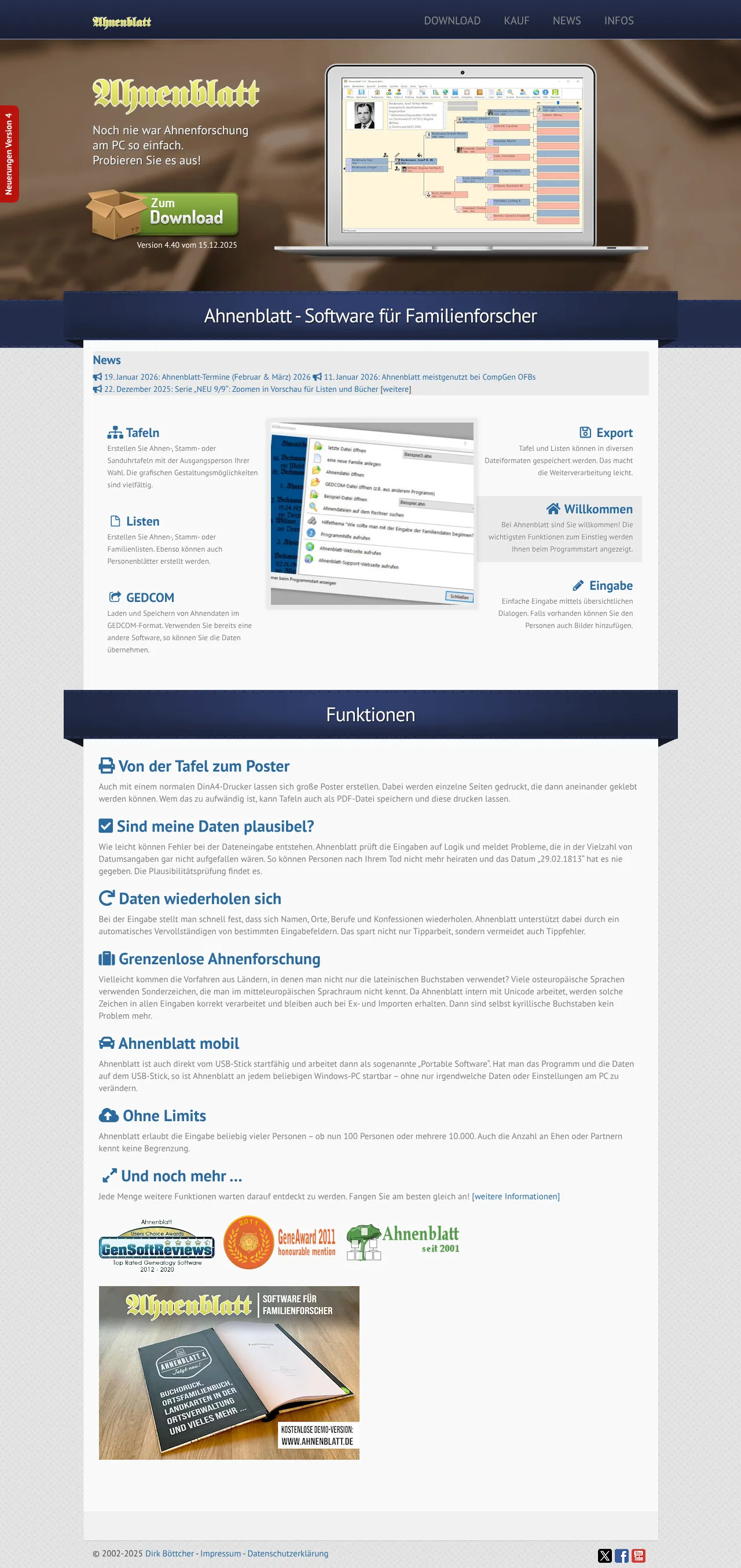Screenshot von Ahnenblatt