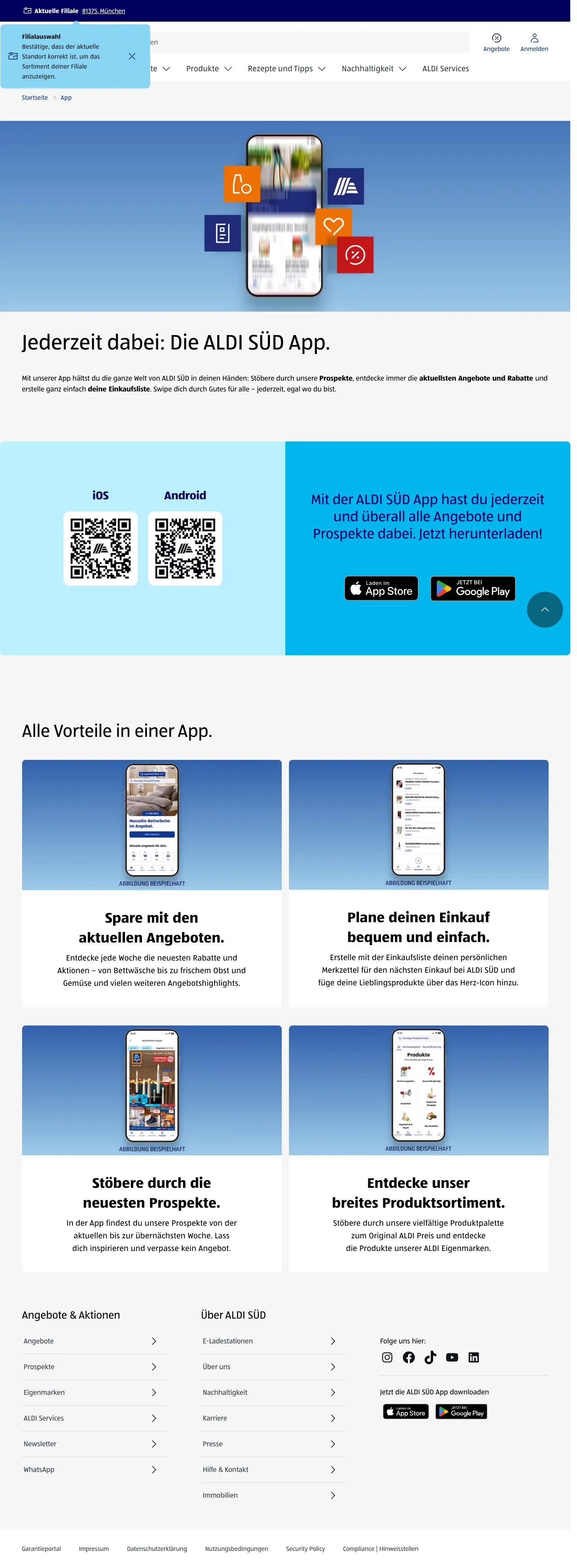 Screenshot von ALDI SÜD App