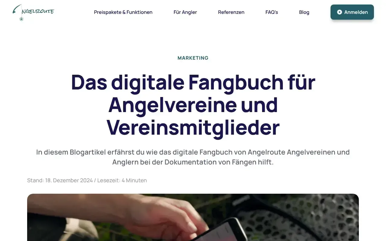 Angelroute Digitales Fangbuch