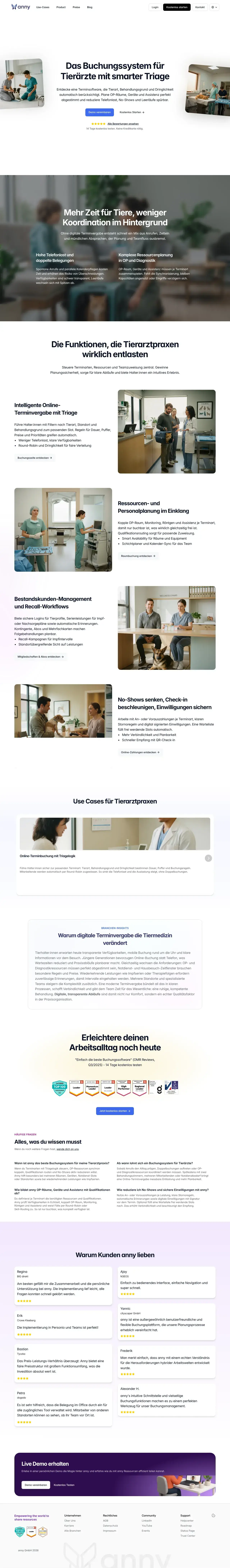 anny Buchungssystem für Tierärzte