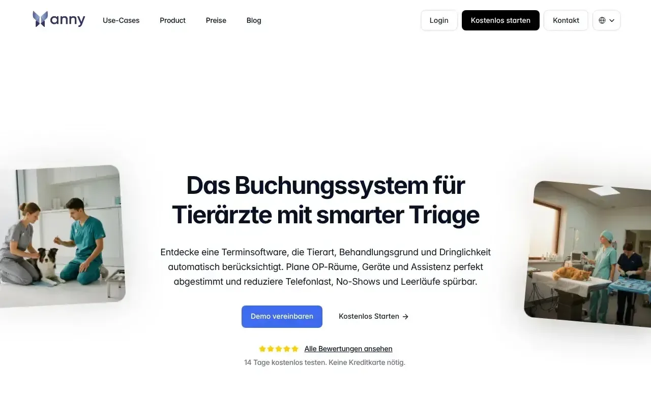 anny Buchungssystem für Tierärzte