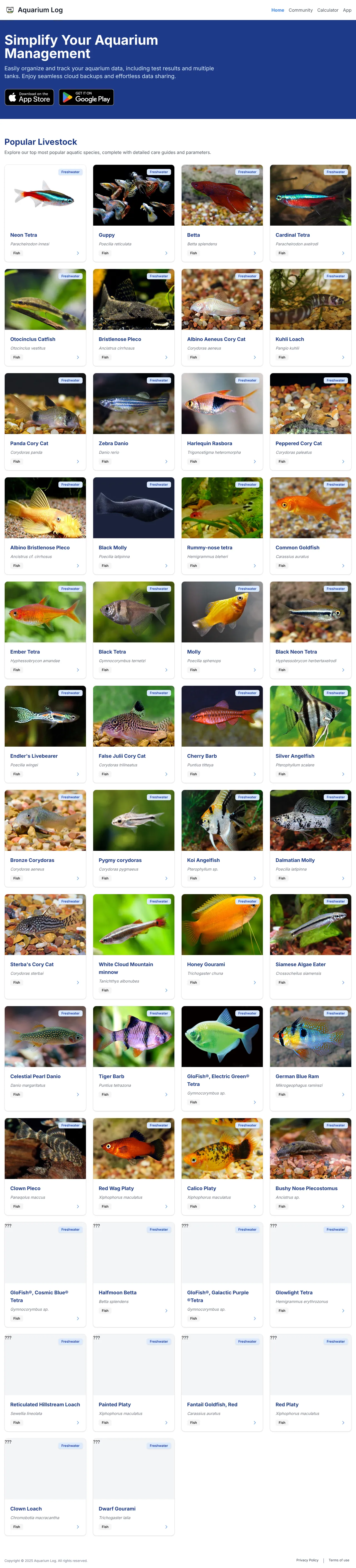 Screenshot von Aquarium Log