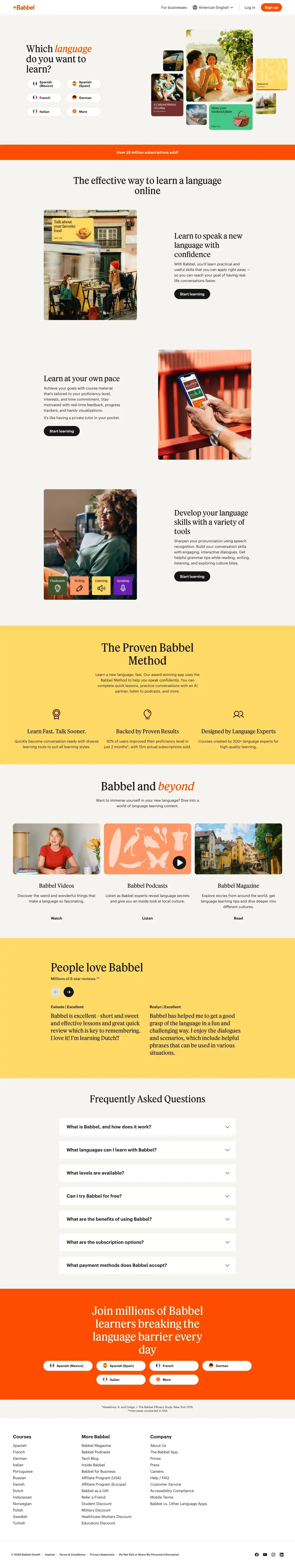 Screenshot von Babbel