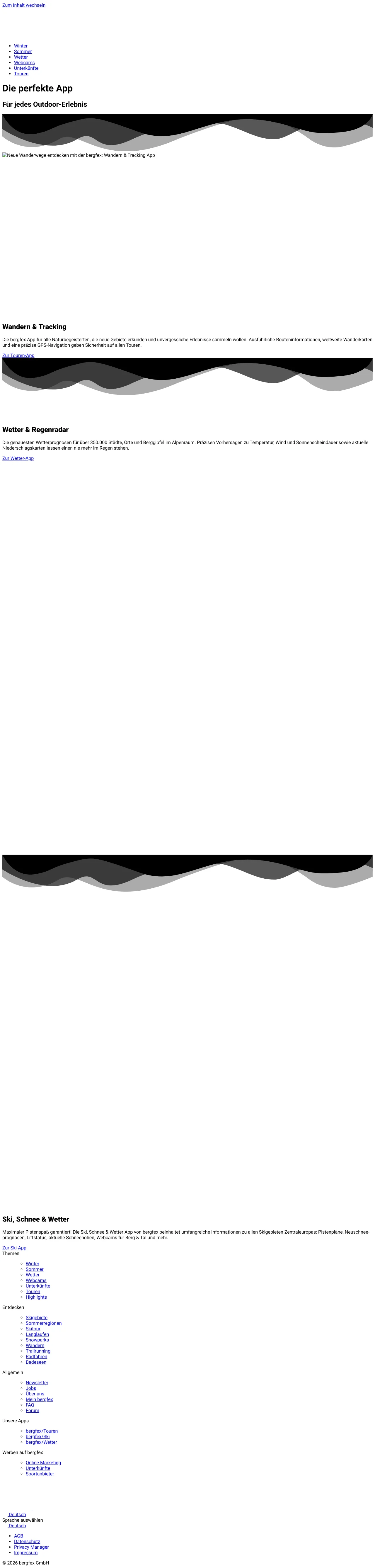 Screenshot von bergfex Outdoor-Apps