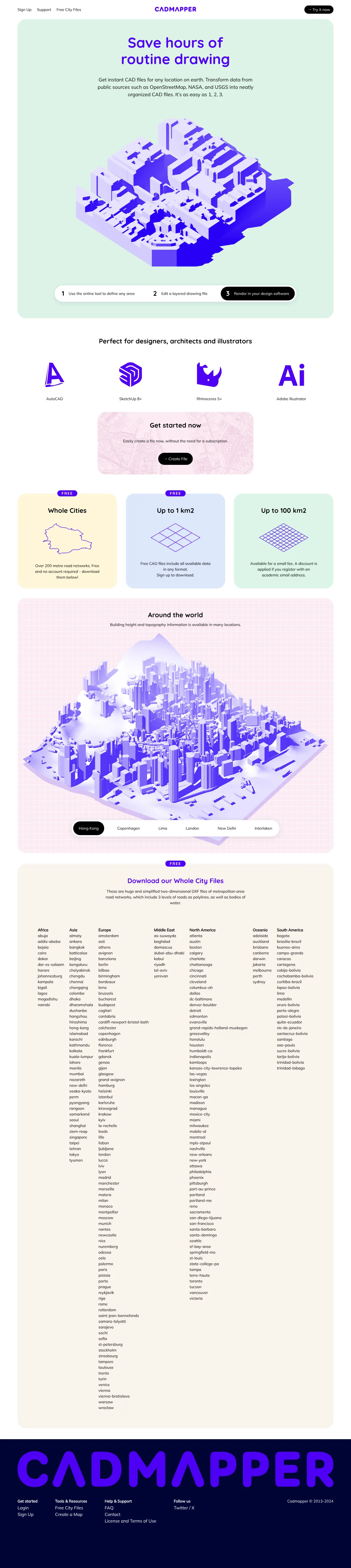 Screenshot von CADMAPPER