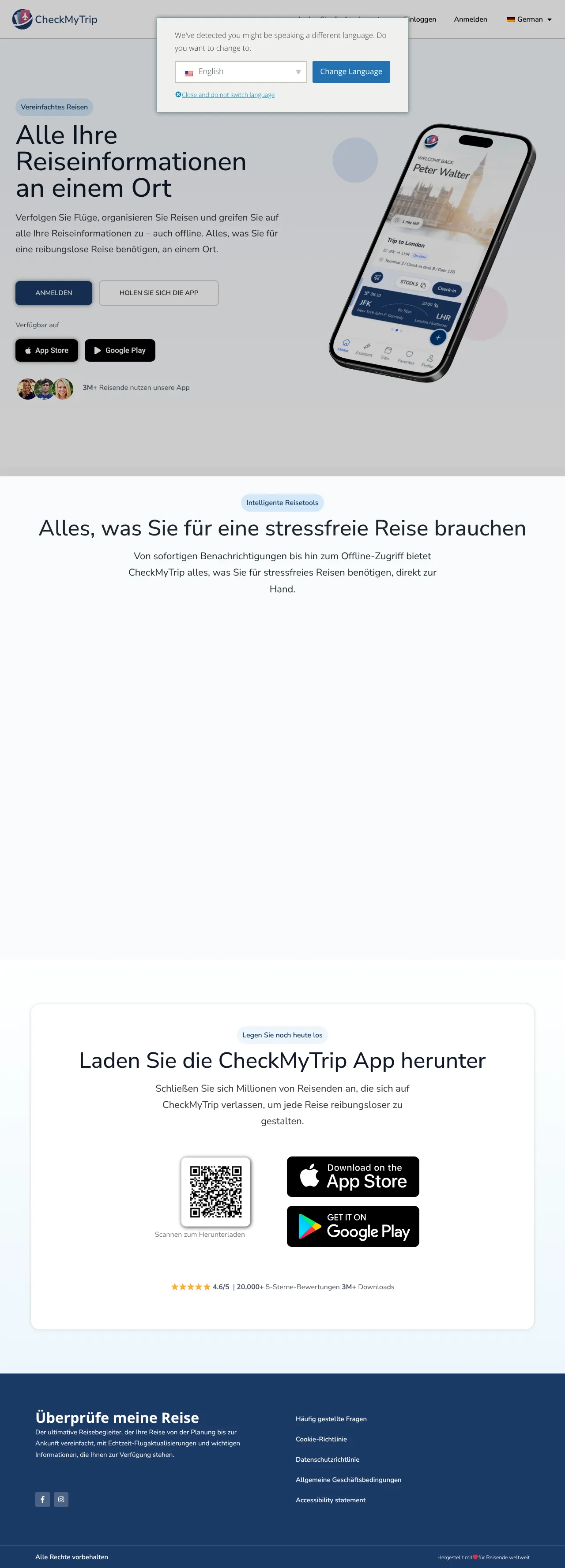 Screenshot von CheckMyTrip
