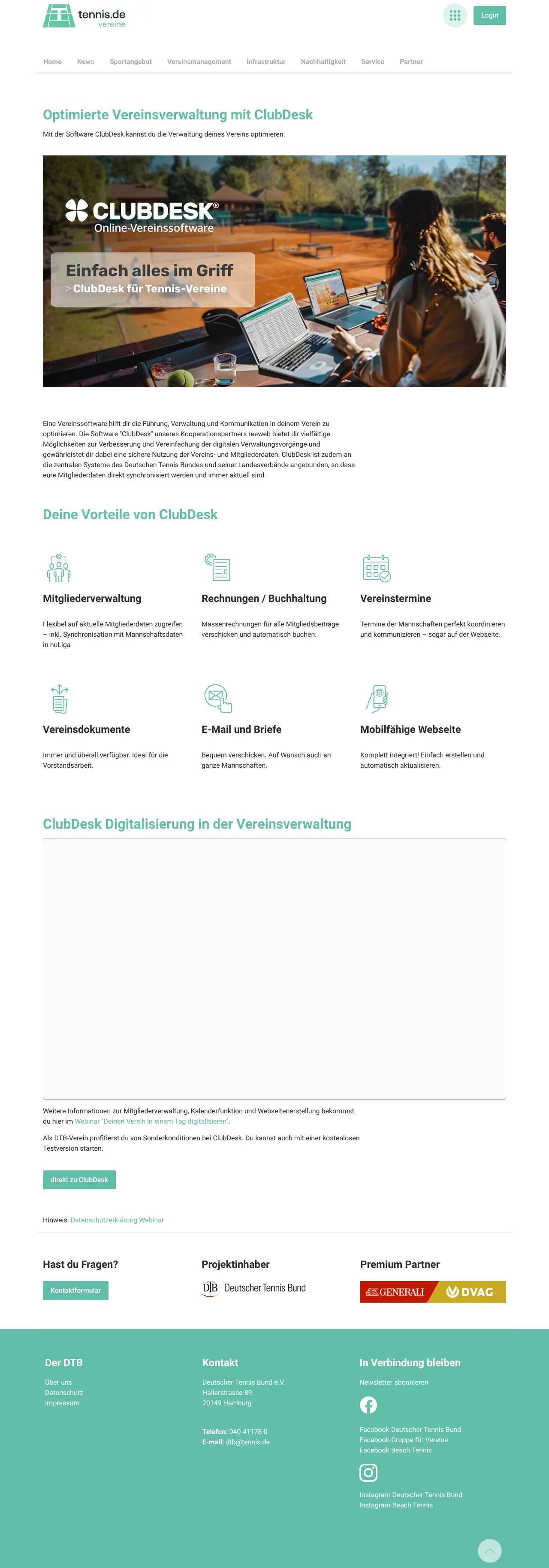 Screenshot von ClubDesk