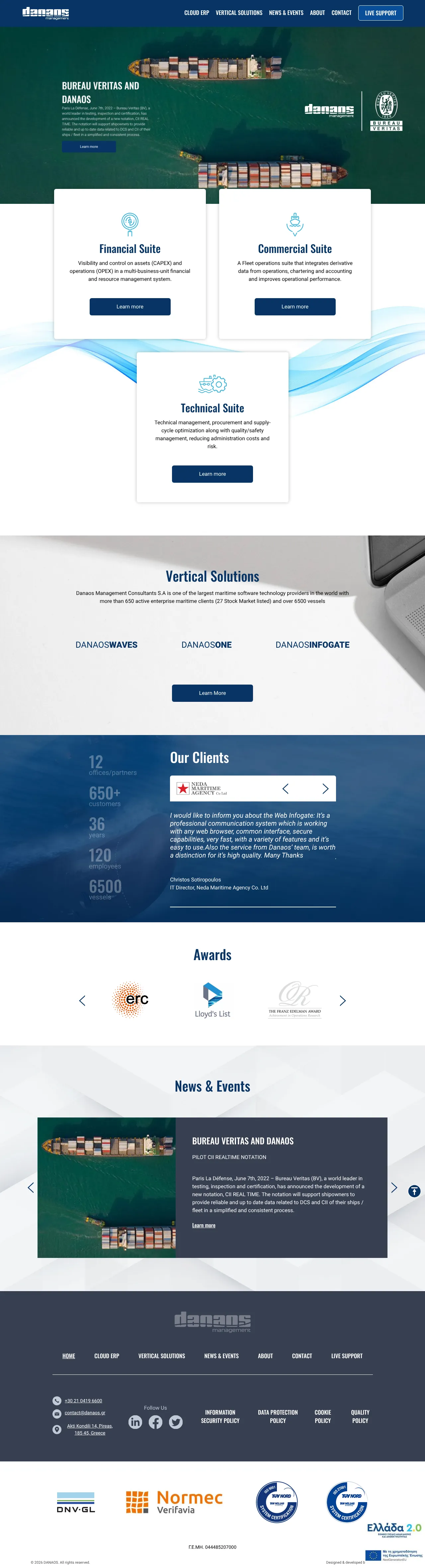 Screenshot von Danaos Maritime Software Solutions