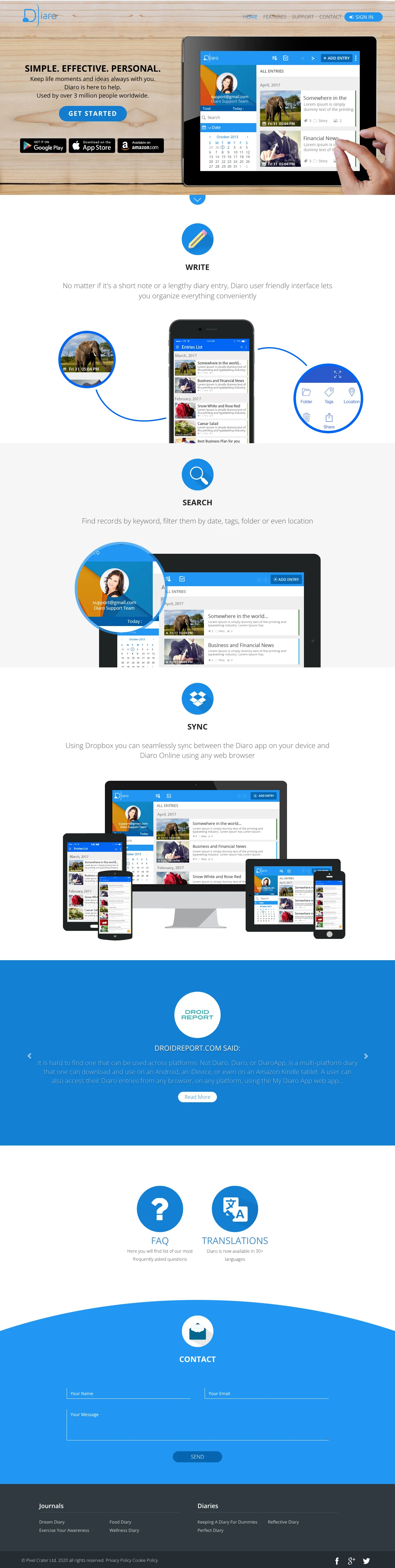 Screenshot von Diaro