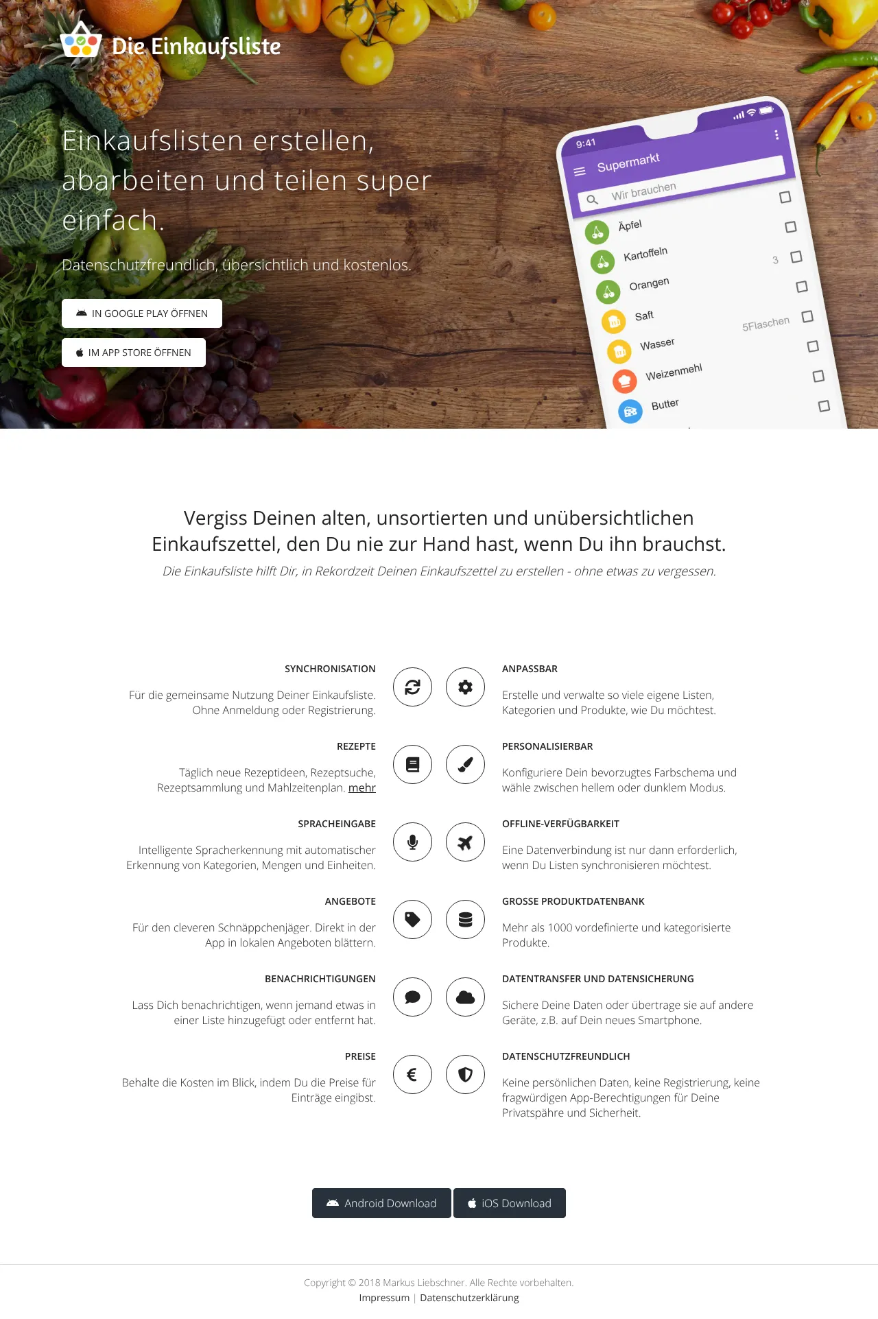 Screenshot von Die Einkaufsliste