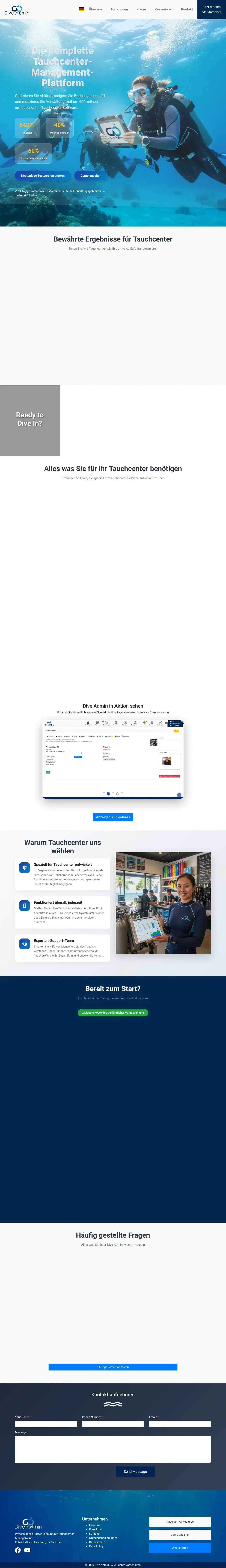 Screenshot von Dive Admin