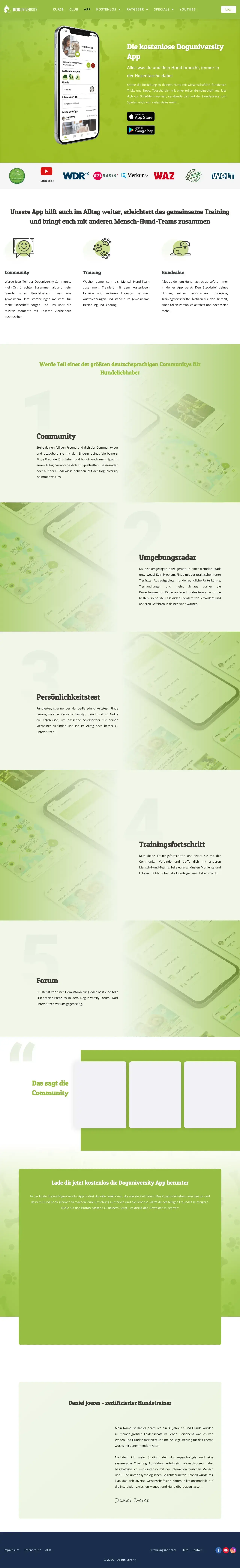 Screenshot von Doguniversity App