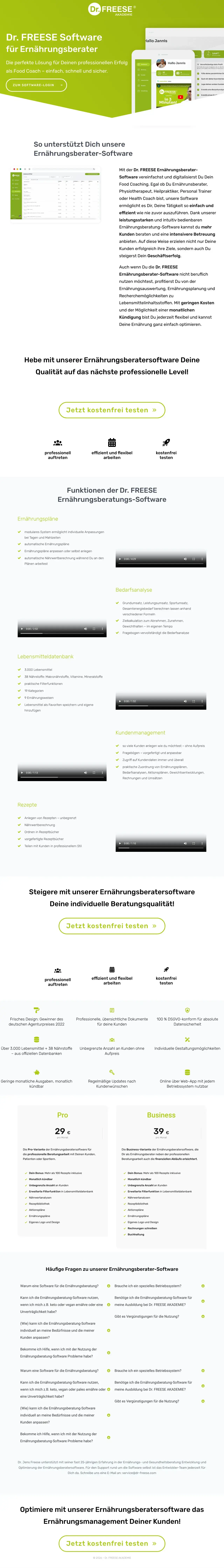 Dr. FREESE Ernährungsberatersoftware