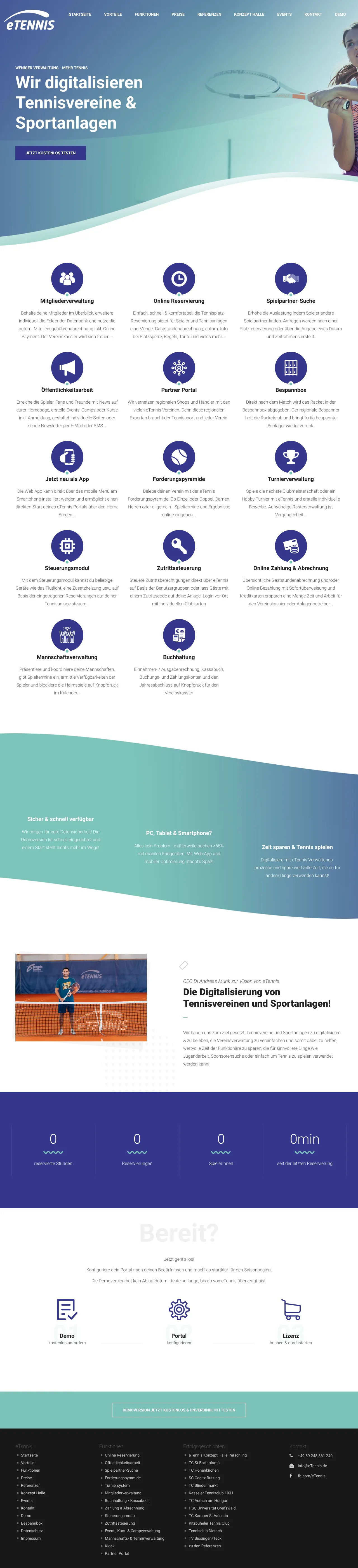 Screenshot von eTennis