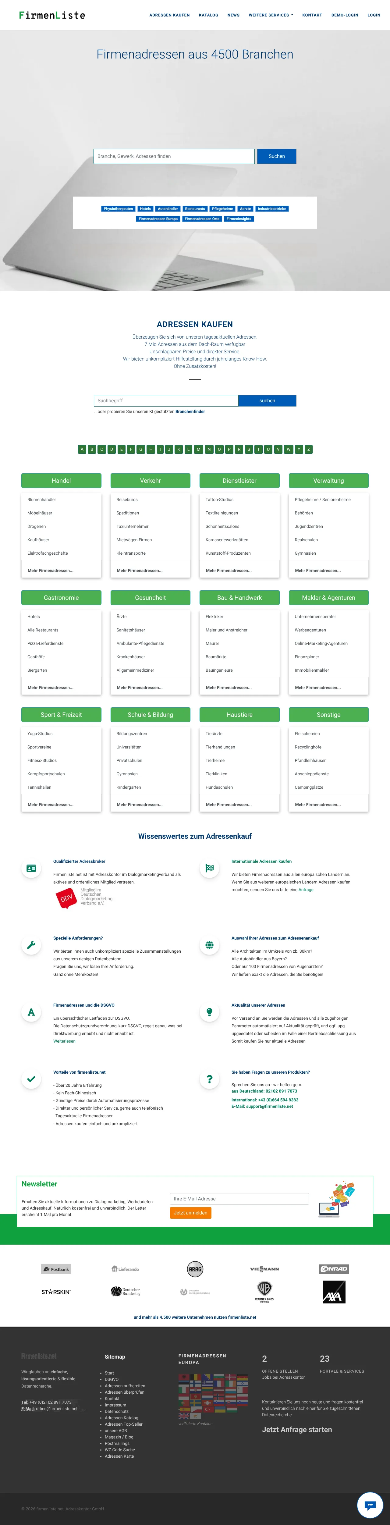 Screenshot von Firmenliste.net