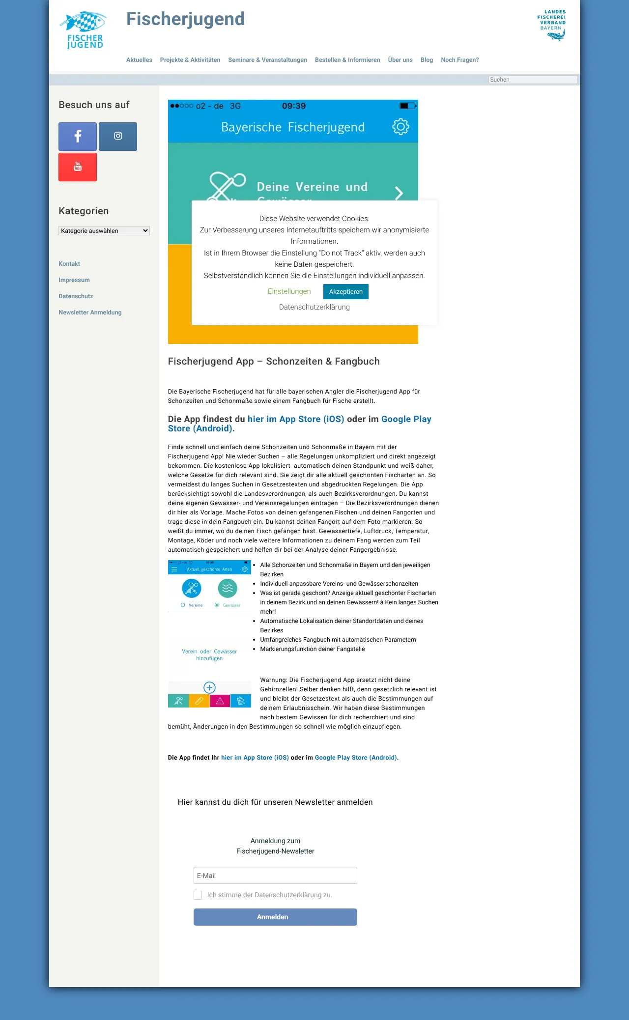 Fischerjugend App - Schonzeiten & Fangbuch