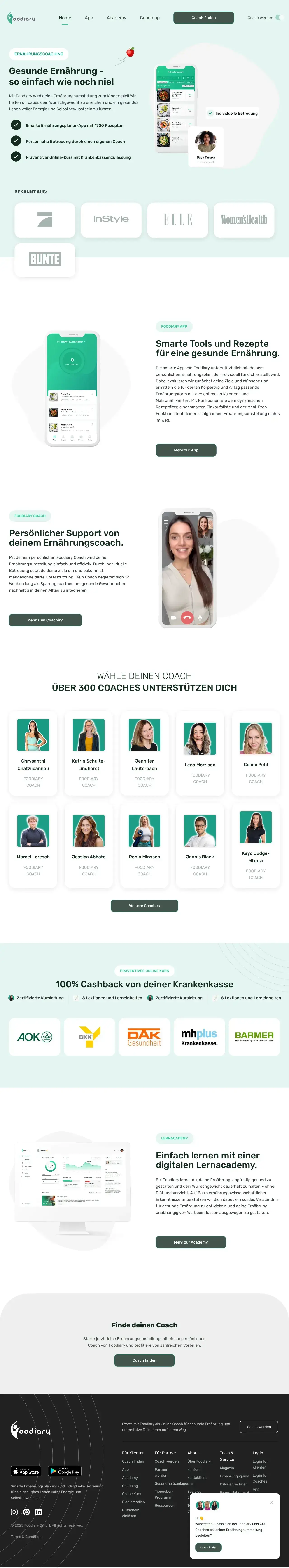 Screenshot von Foodiary