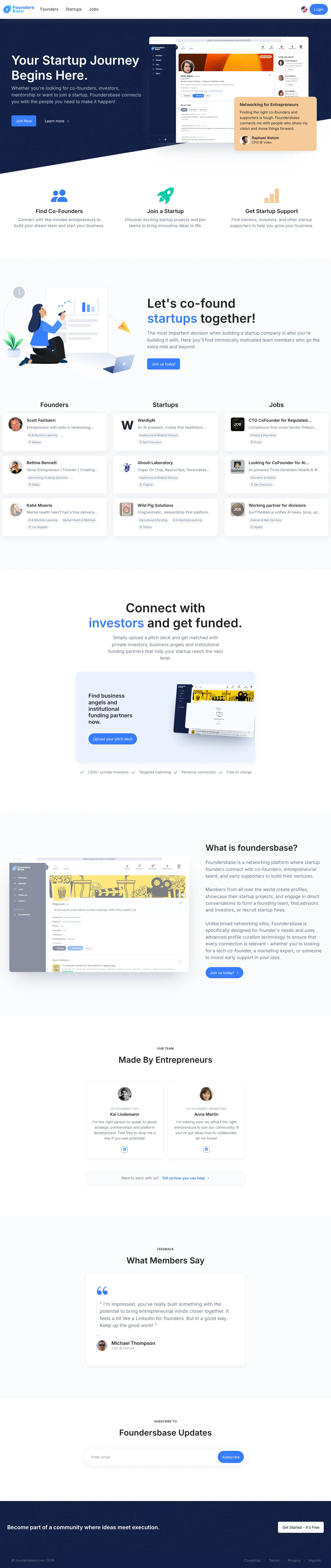 Screenshot von Founderio