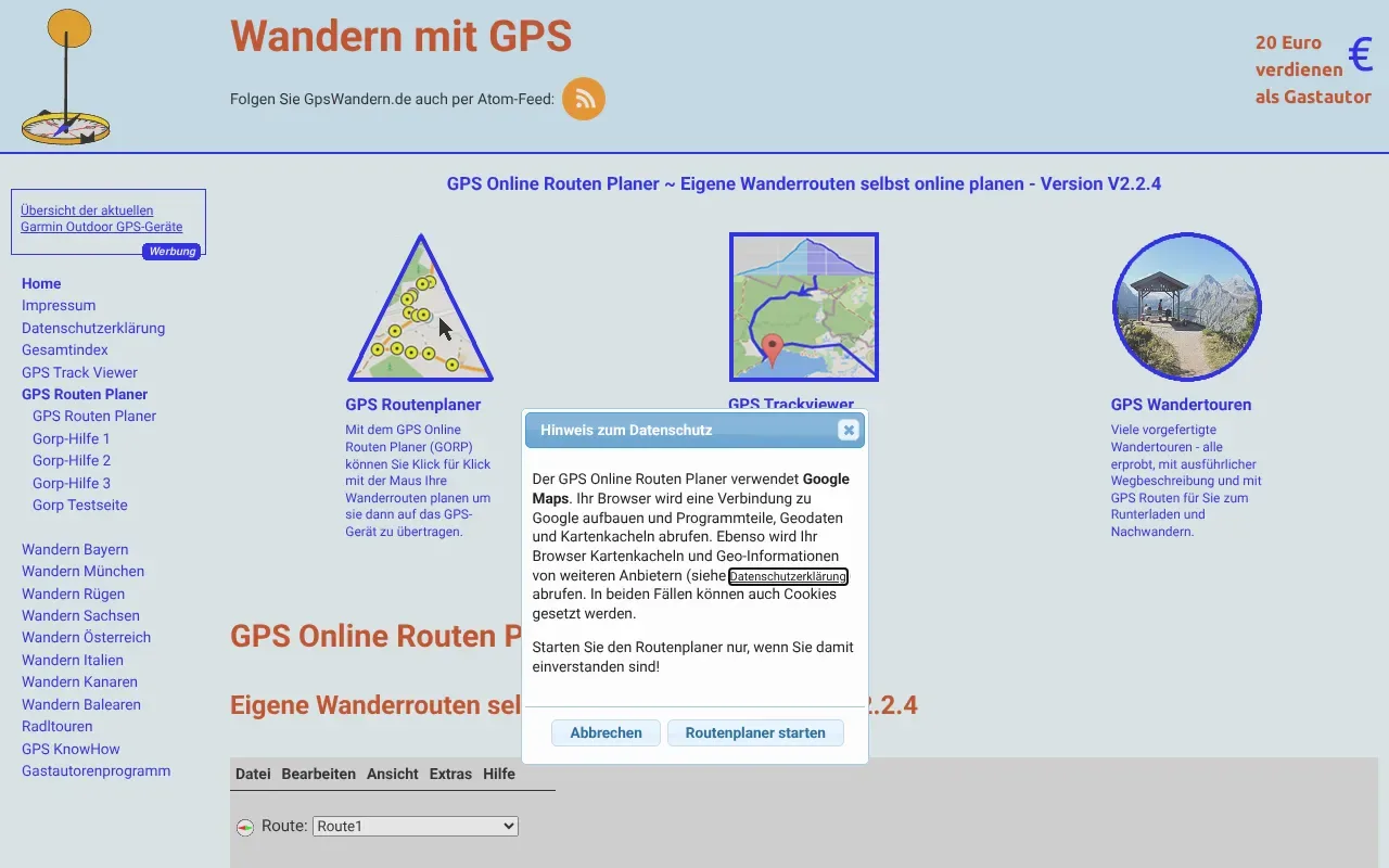 GORP - GPS Online Routen Planer
