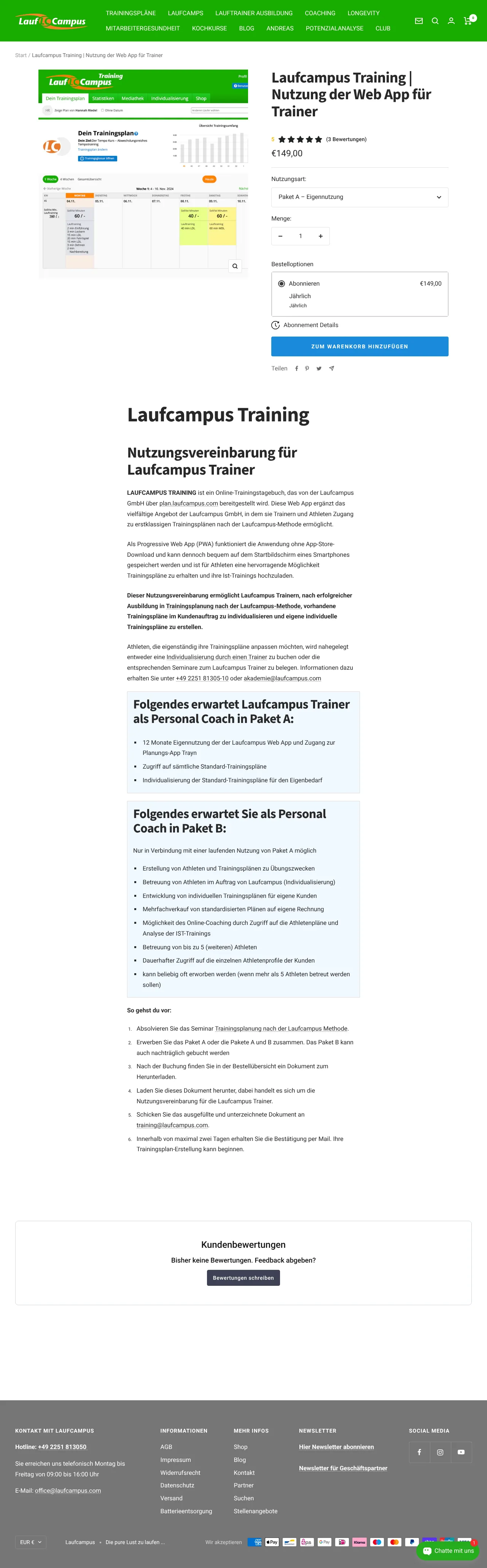 Laufcampus Training Web App