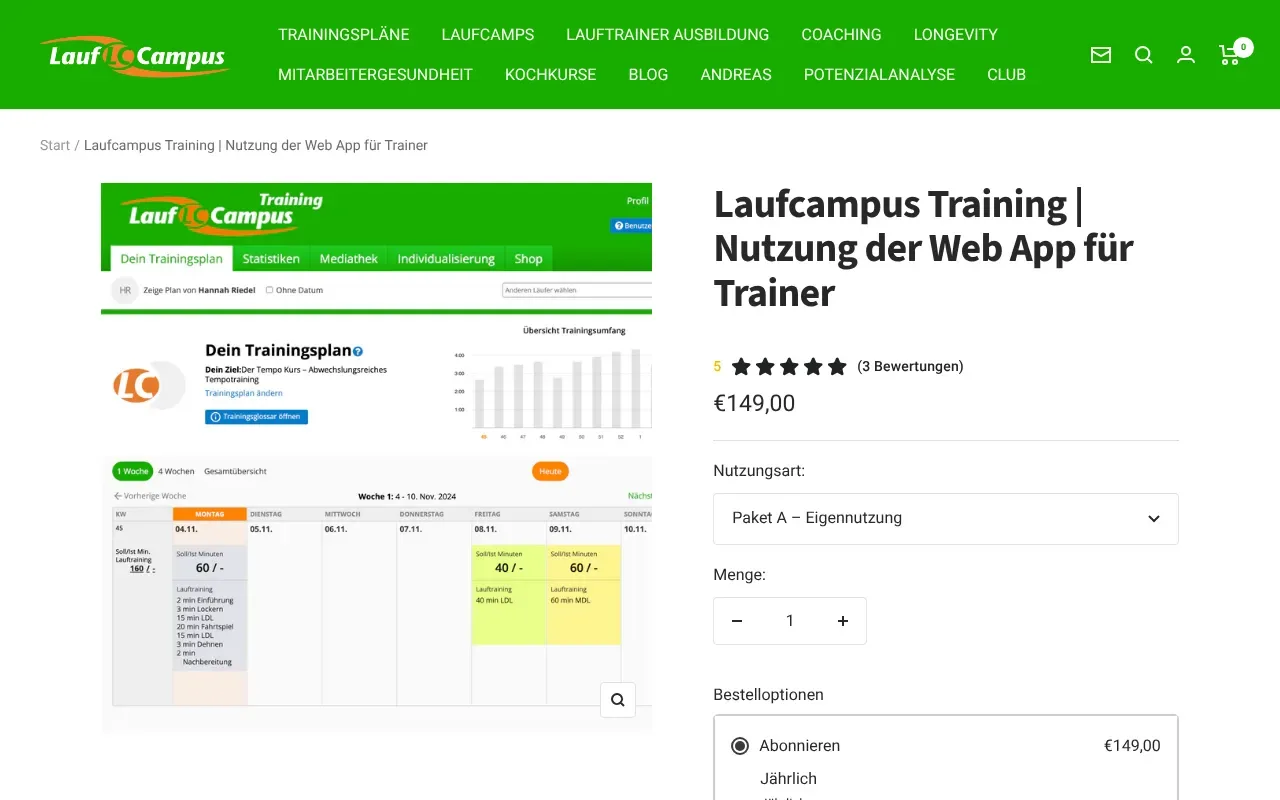 Laufcampus Training Web App