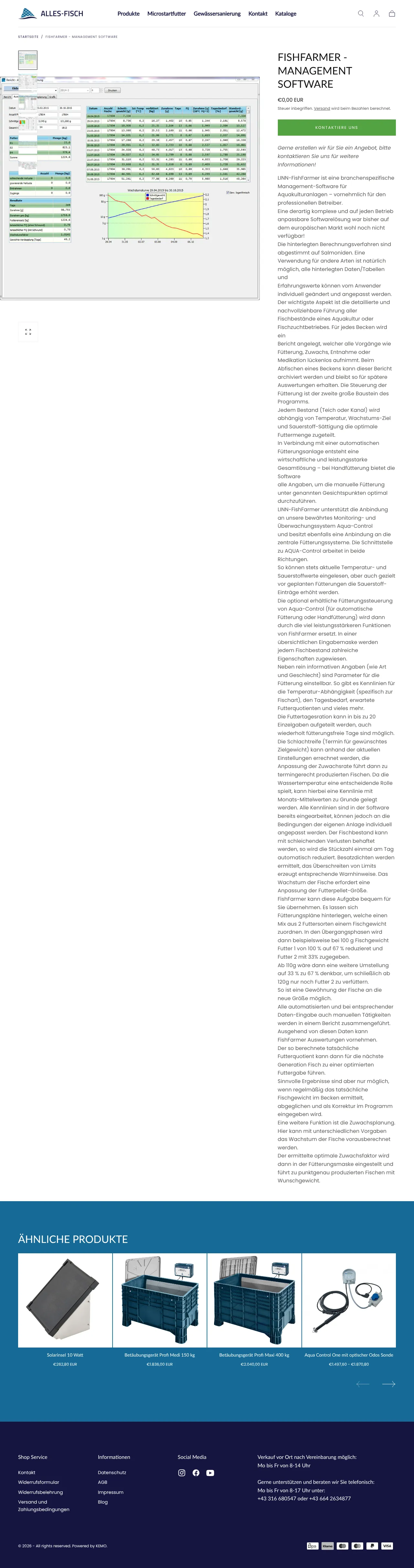 Screenshot von LINN-FishFarmer Management Software