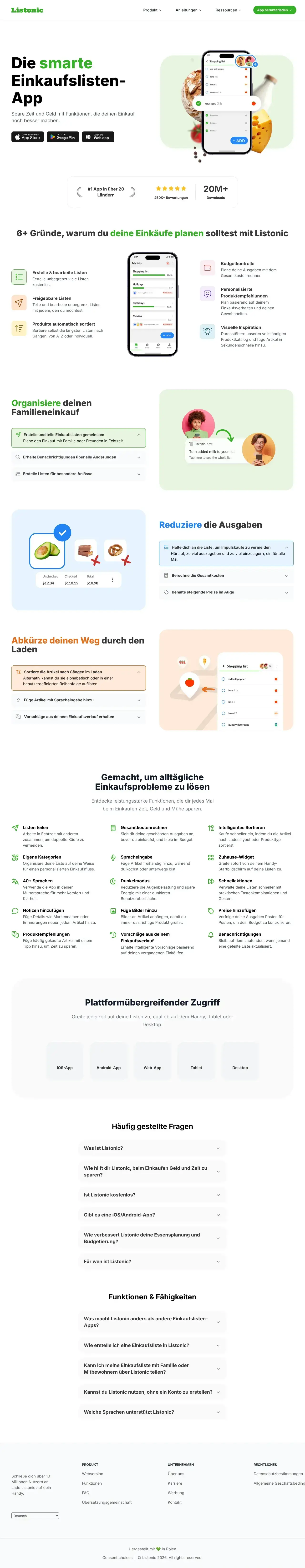 Screenshot von Listonic