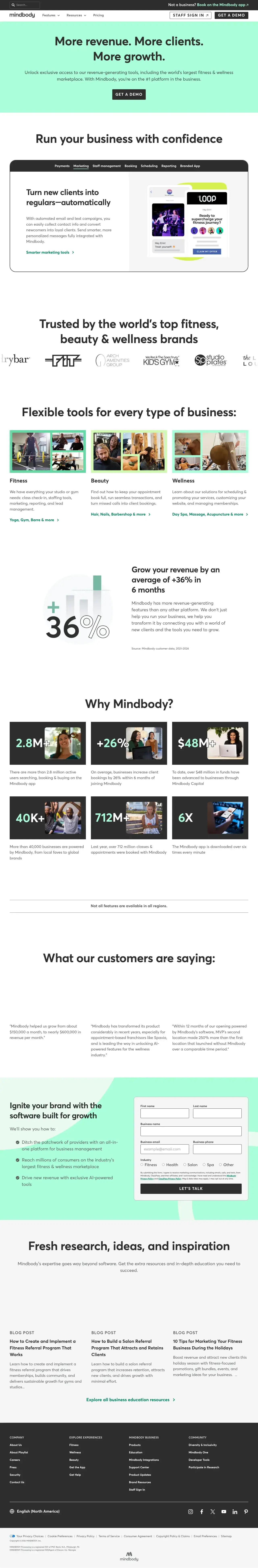 Screenshot von Mindbody