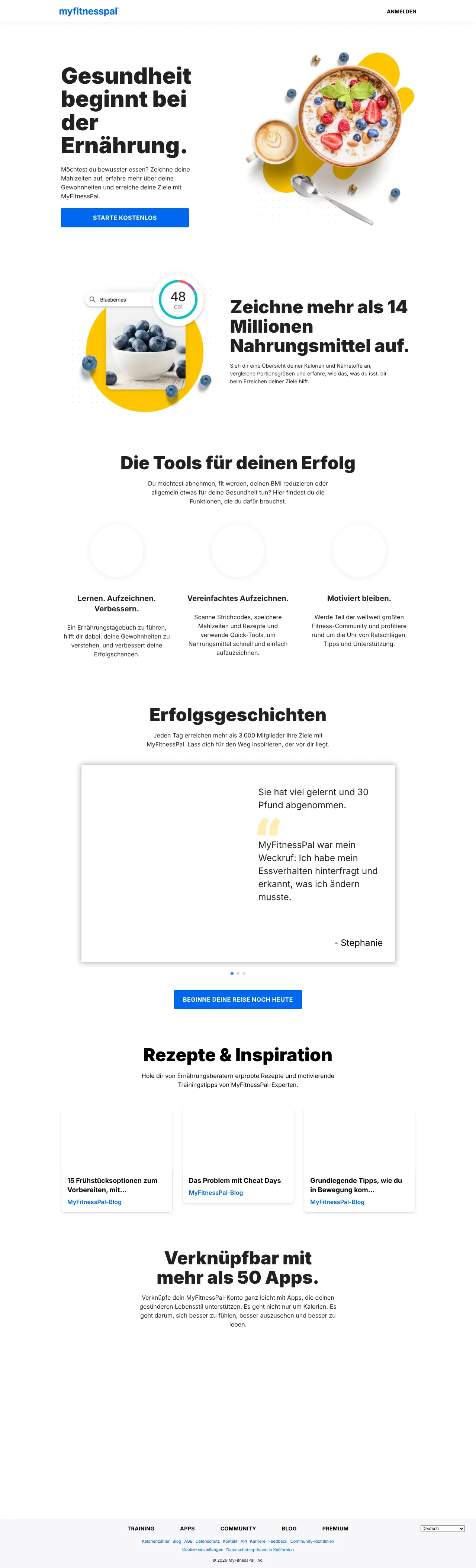 Screenshot von MyFitnessPal