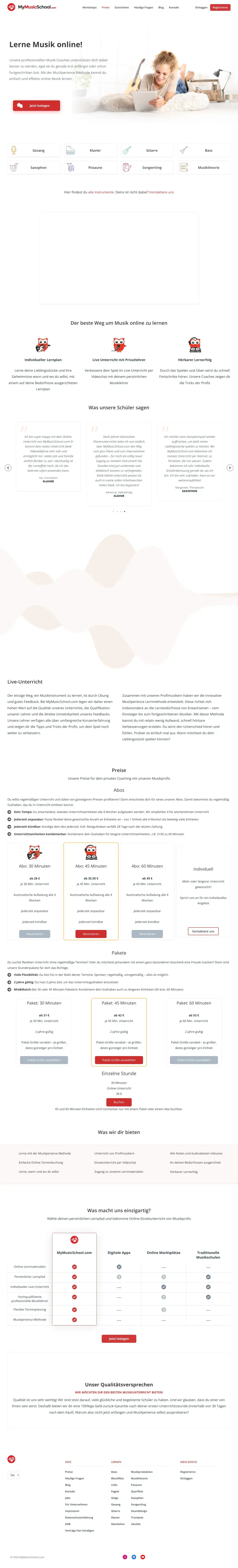 Screenshot von MyMusicSchool.com