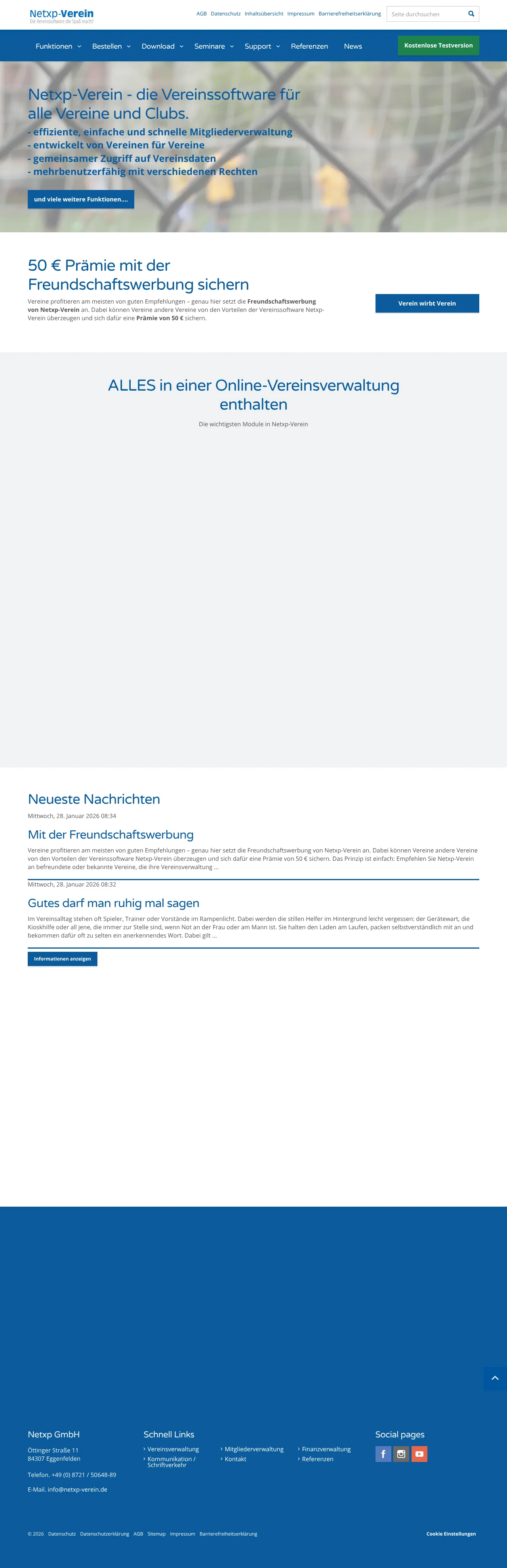 Screenshot von Netxp-Verein