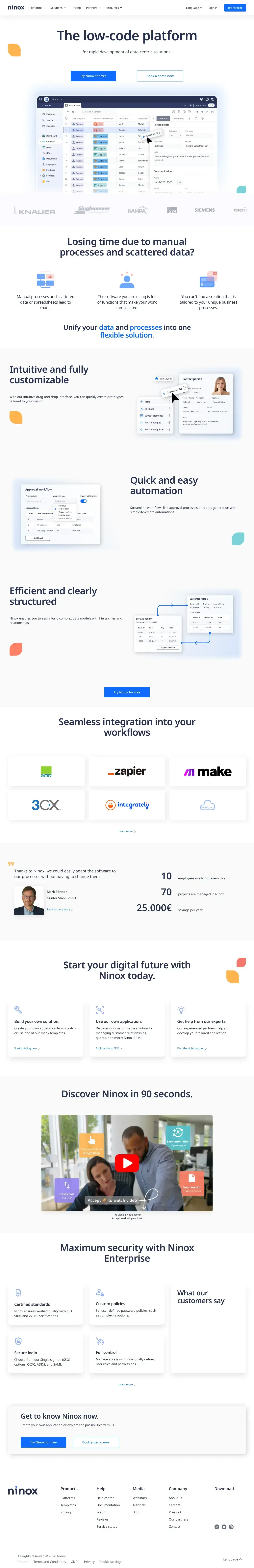 Screenshot von Ninox