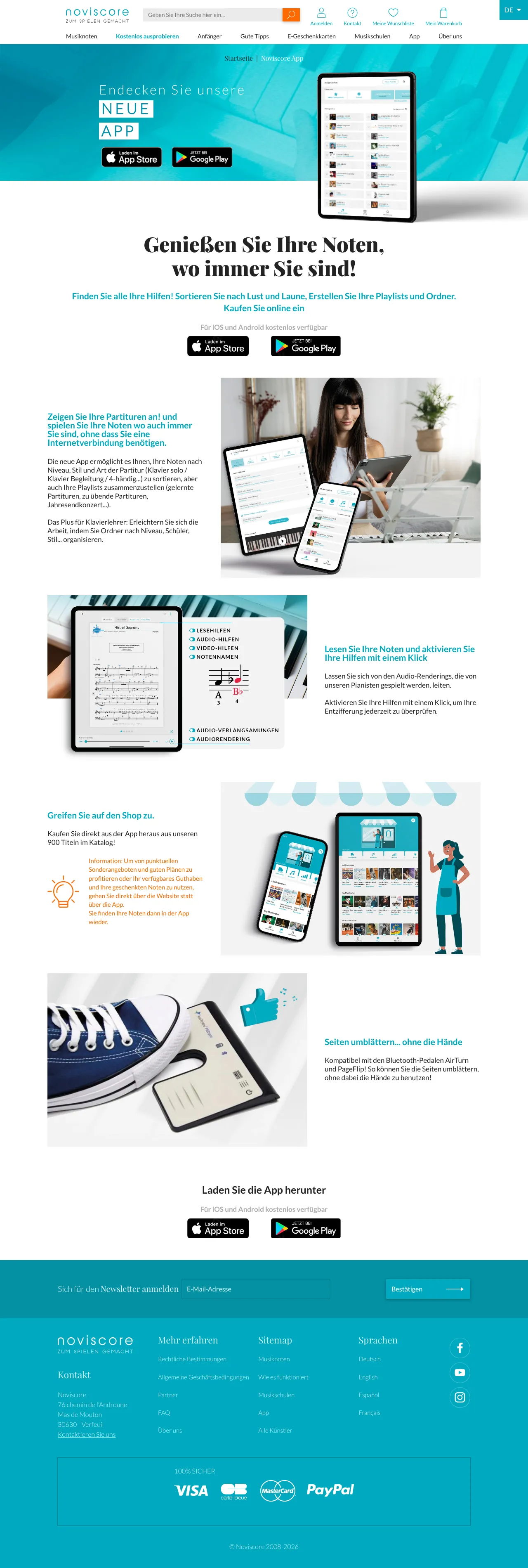 Screenshot von Noviscore App