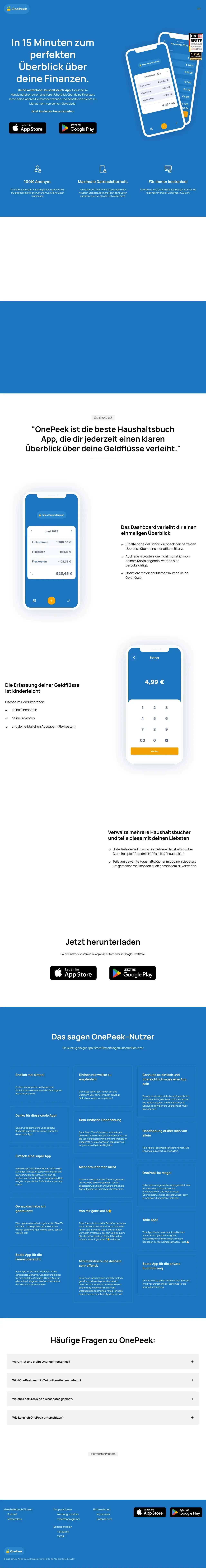 Screenshot von OnePeek