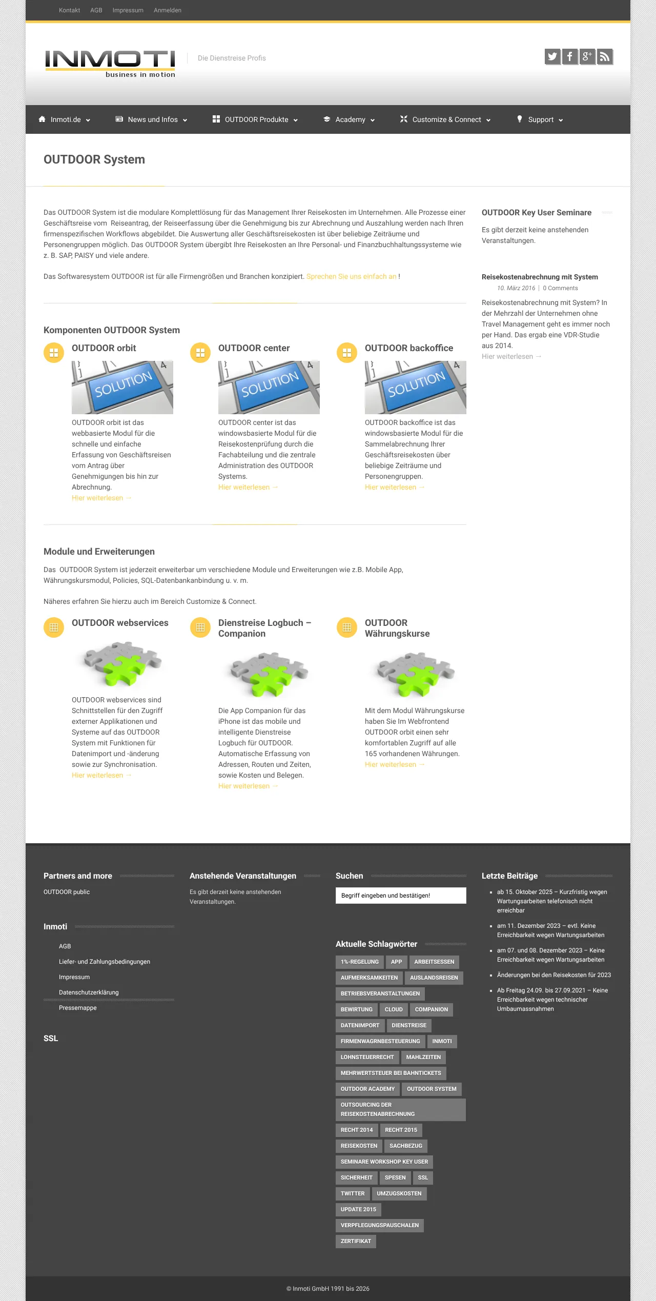 Screenshot von OUTDOOR System