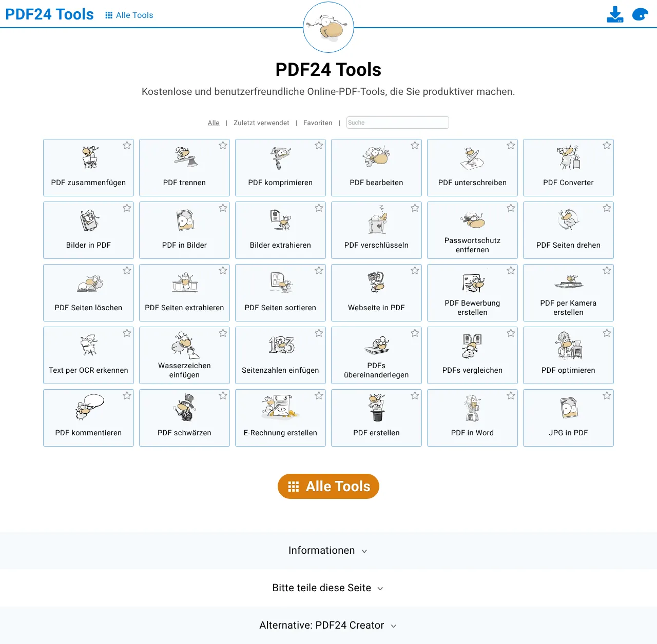 Screenshot von PDF24 Tools