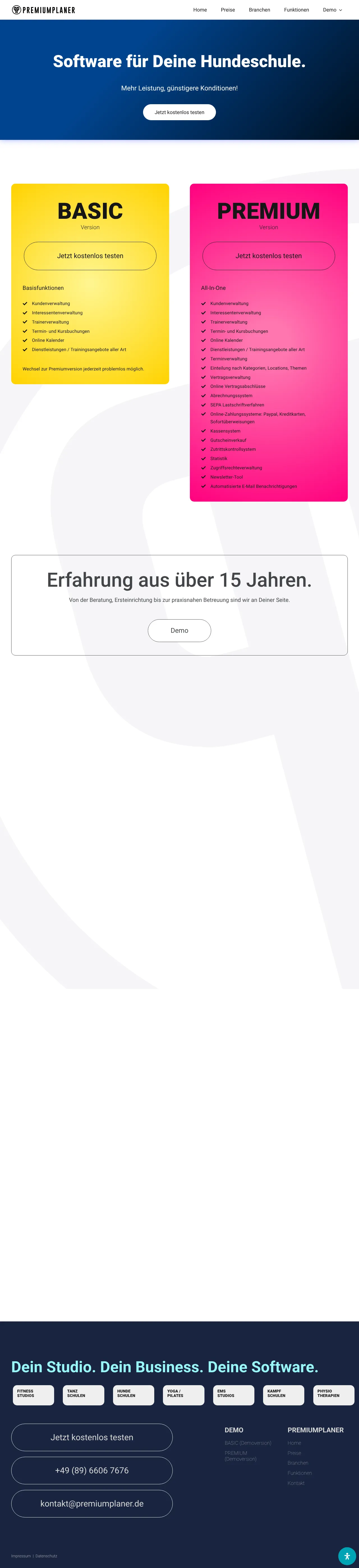 Screenshot von PREMIUMPLANER für Hundeschulen