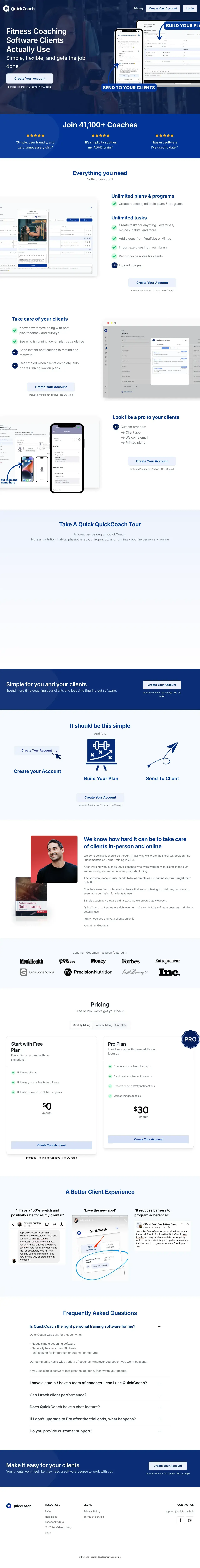 Screenshot von QuickCoach