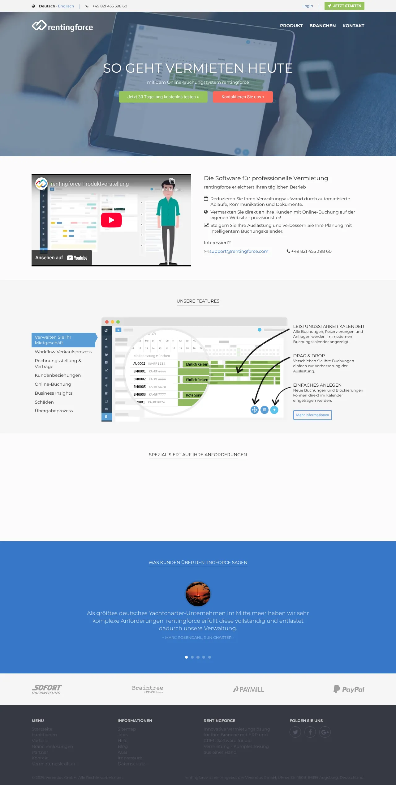 Screenshot von rentingforce