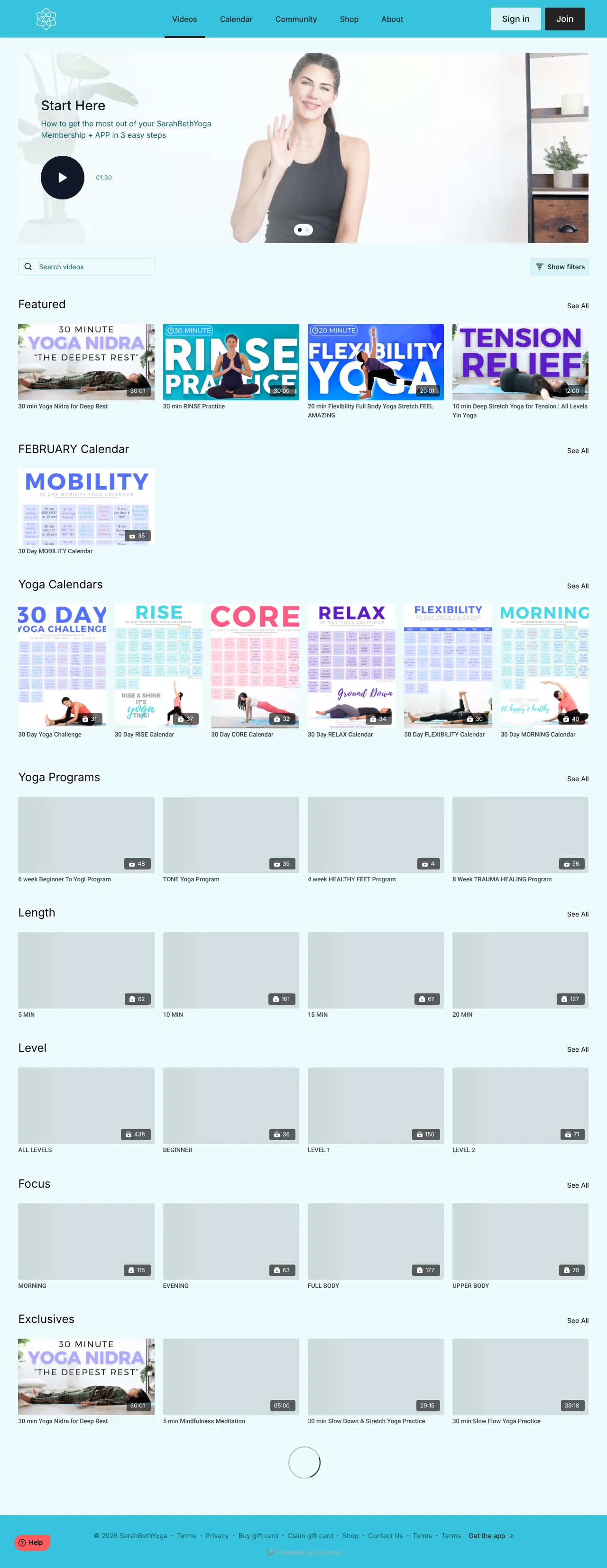 Screenshot von SarahBethYoga App