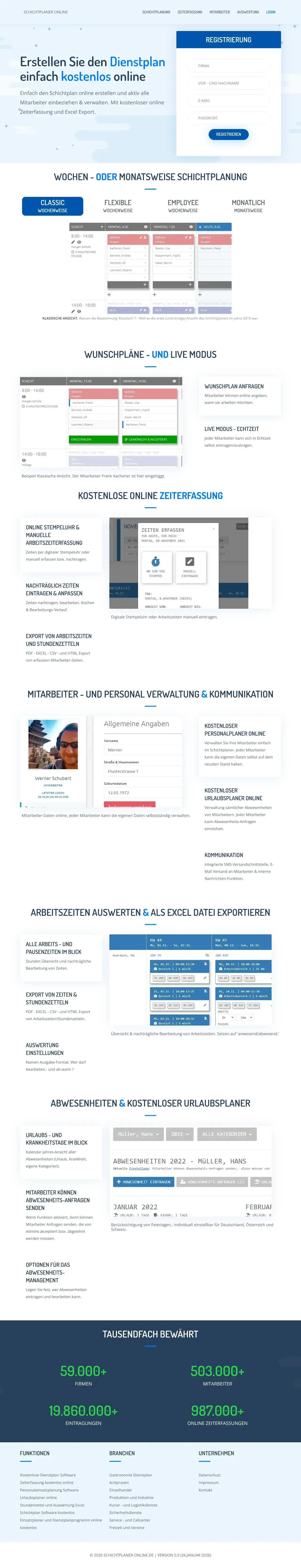 Screenshot von Schichtplaner Online