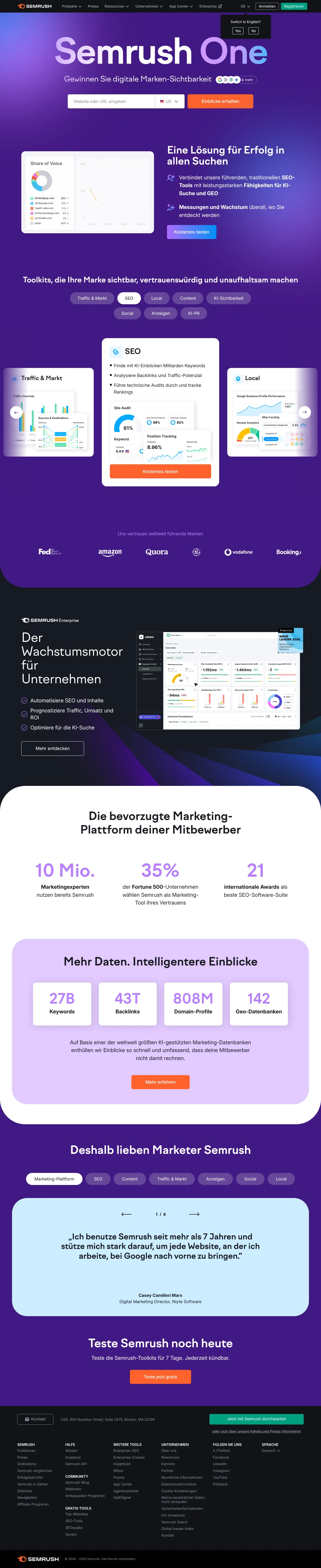 Screenshot von Semrush