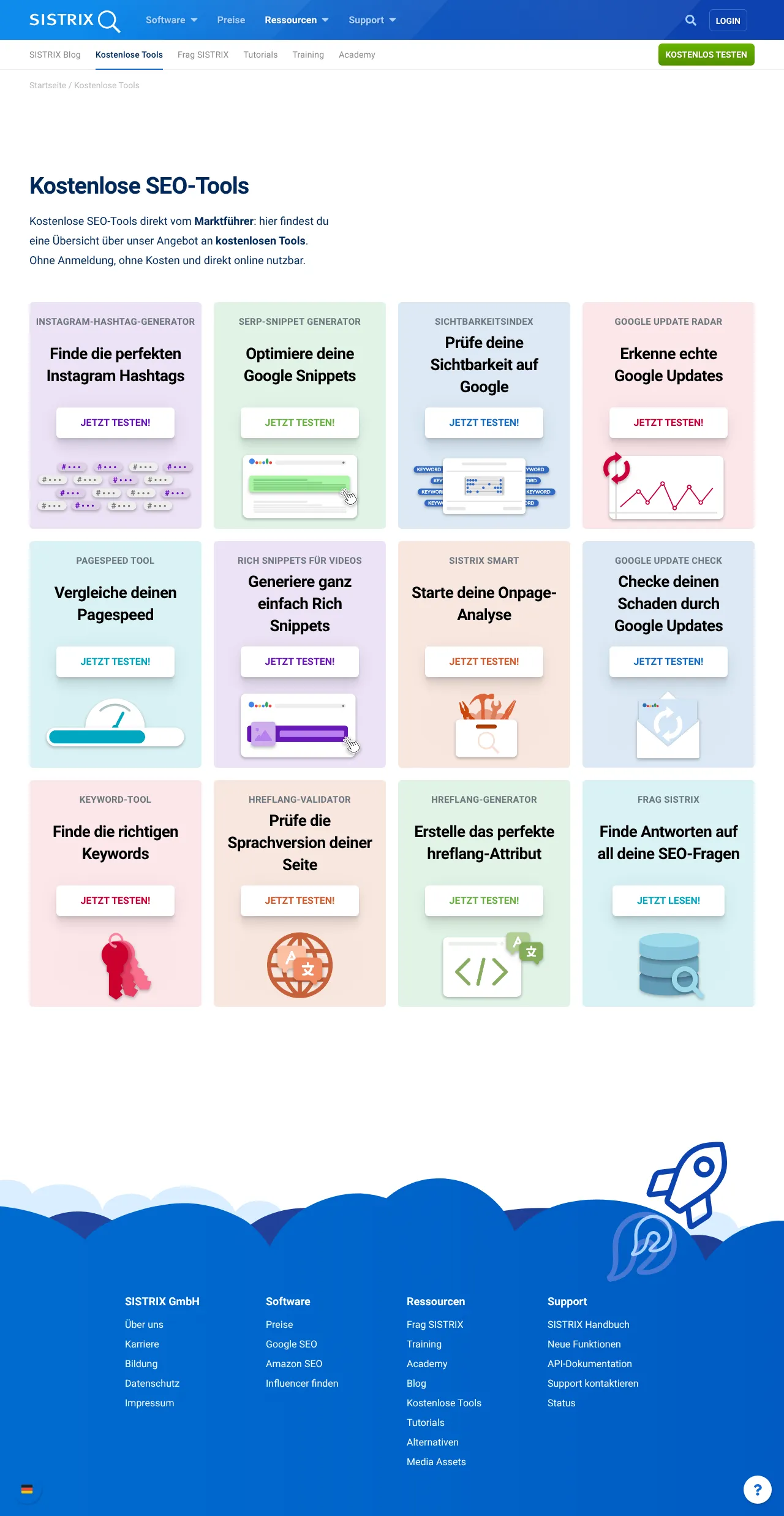 SISTRIX Kostenlose SEO-Tools