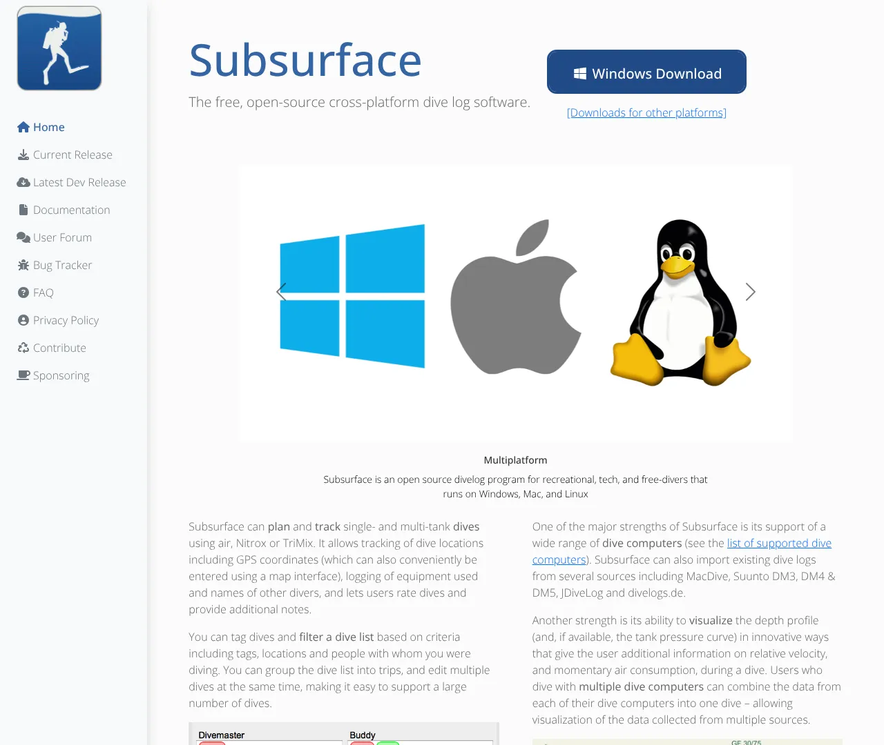 Screenshot von Subsurface