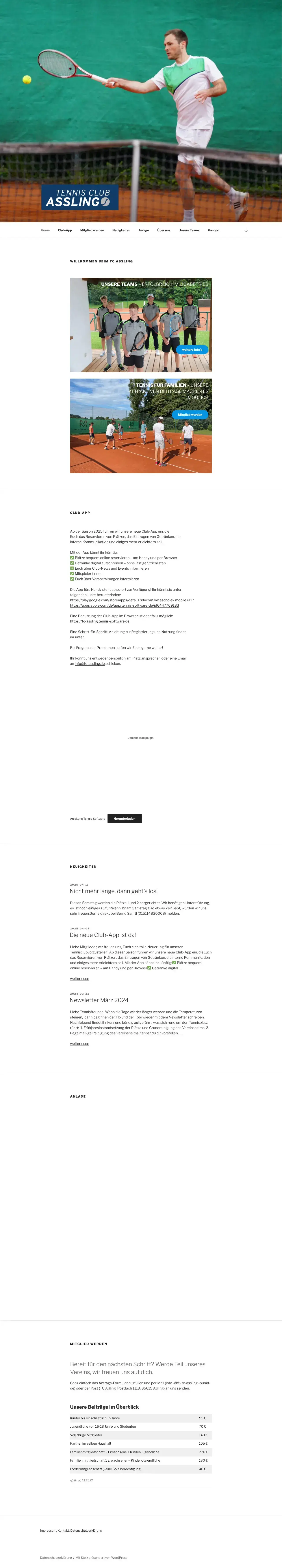 Screenshot von tc-assling.de