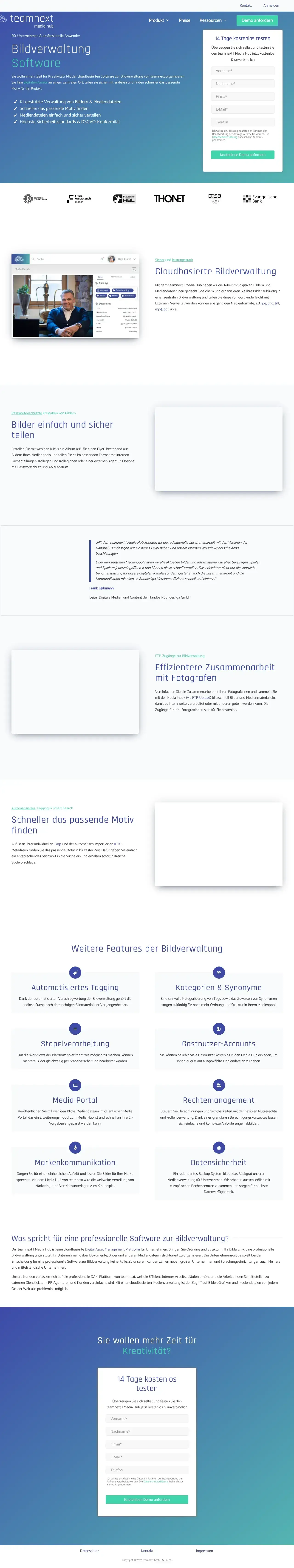 Screenshot von teamnext | Media Hub