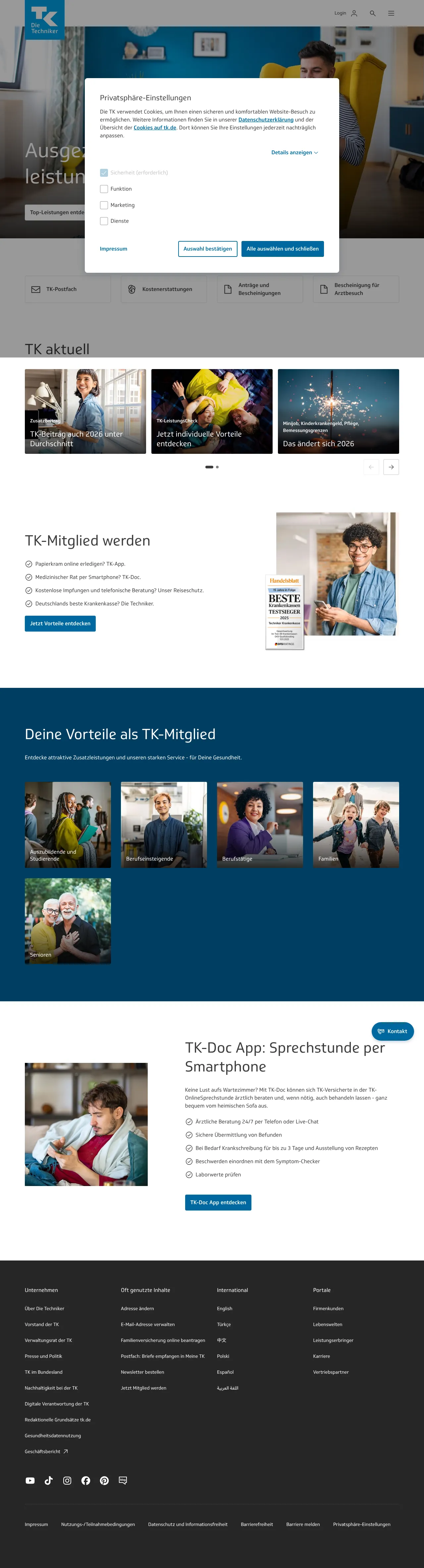 Screenshot von TK-Coach