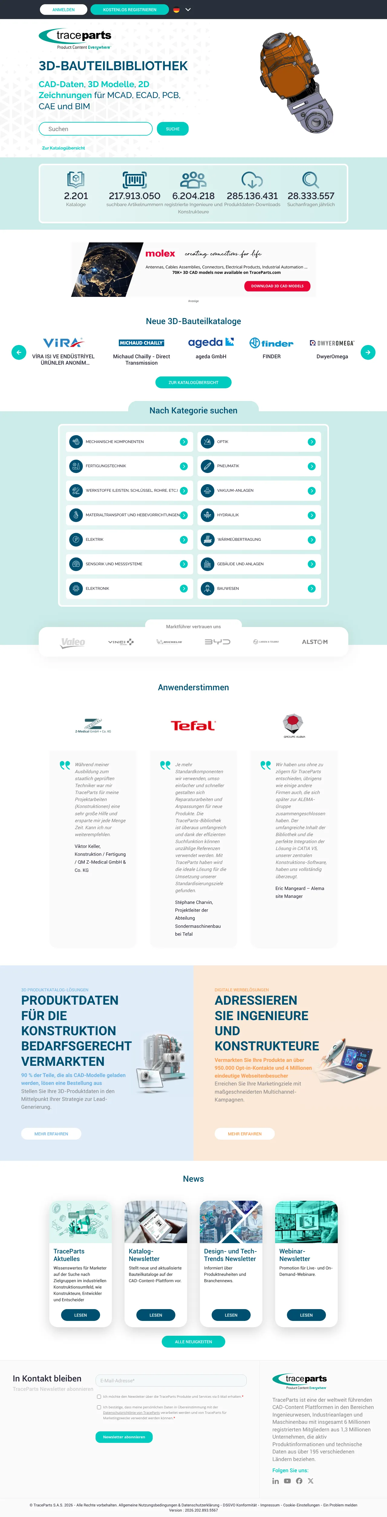 Screenshot von TraceParts