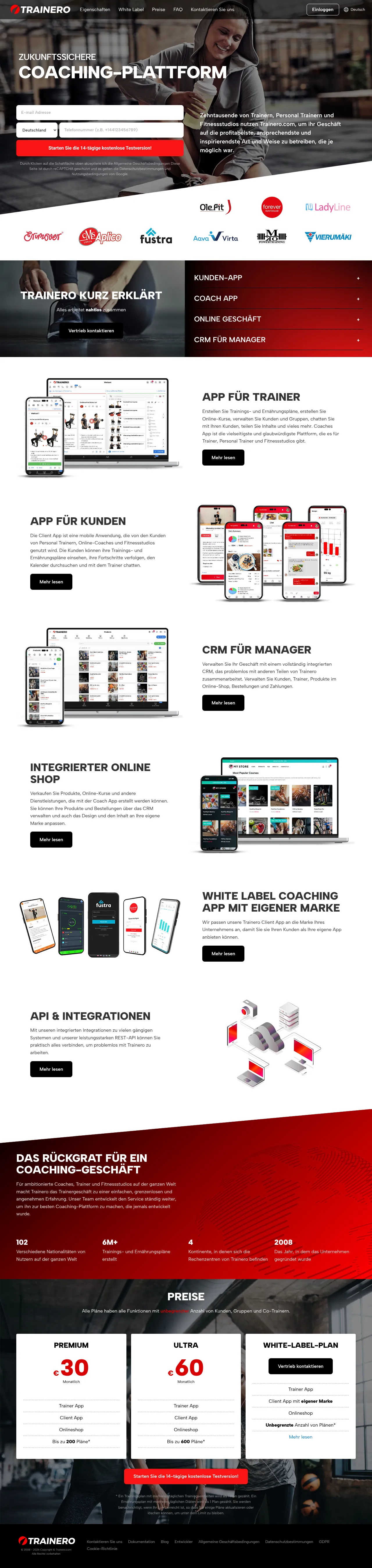 Screenshot von Trainero