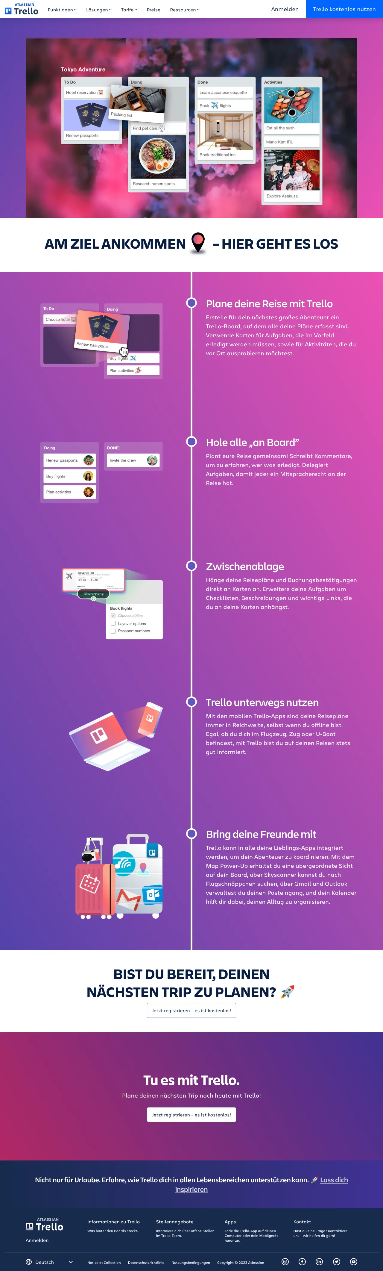 Screenshot von Trello